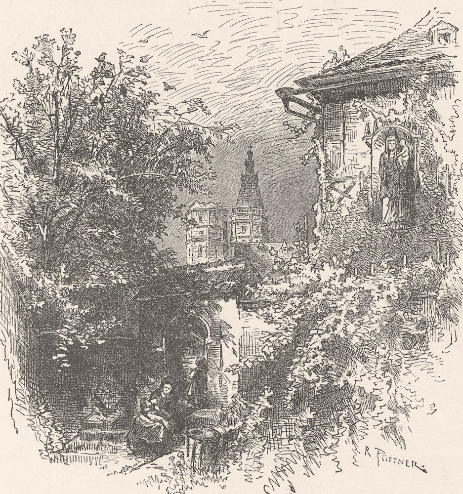 GERMANY. Church of Holy Virgin, Vineyards, Worms 1903 old antique print